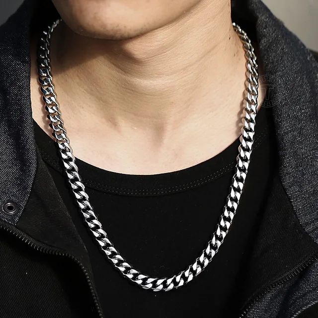 Davieslee 11mm Mens Boys Necklace Cuban 