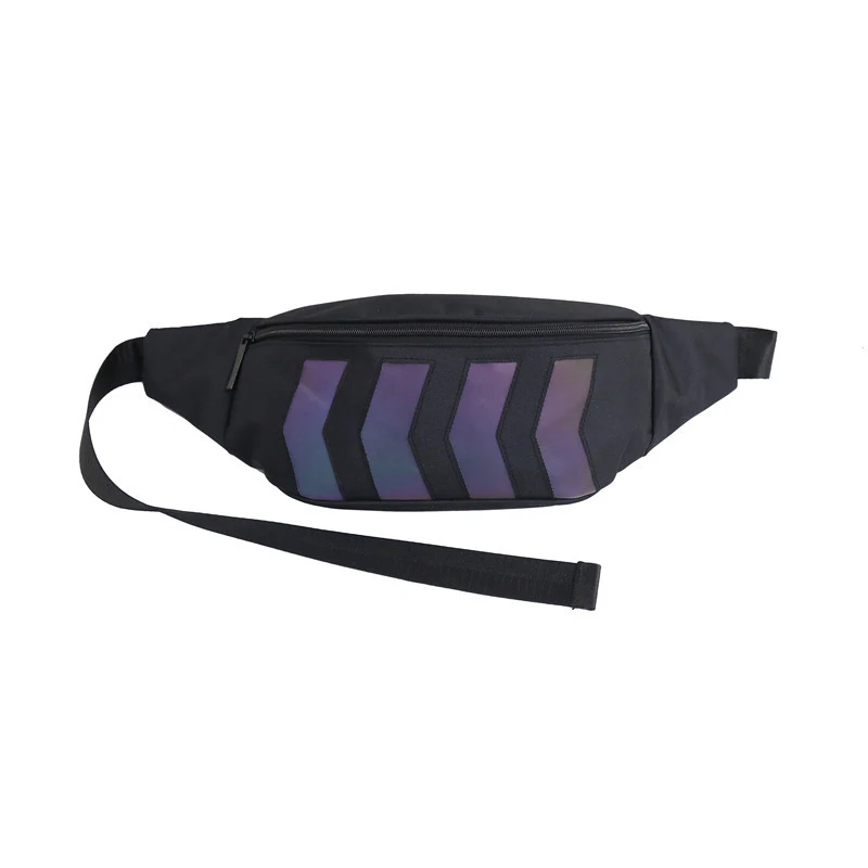 Black Waist pack Мужская и Женская поясная сумка, поясная сумка, уличная холщовая поясная сумка, нагрудная сумка, модная Светоотражающая сумка в стиле хип-хоп, сумка-мессенджер - Цвет: Black Waist pack
