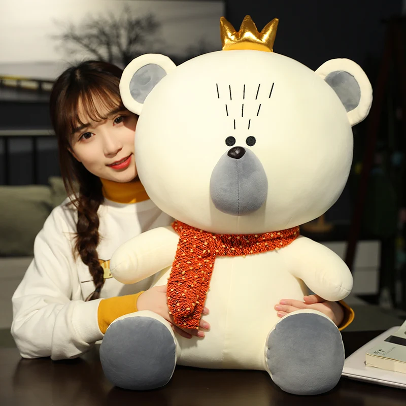 Новый Huggable милый медвежонок плюшевые игрушки чучело корона кукла мягкая подушка