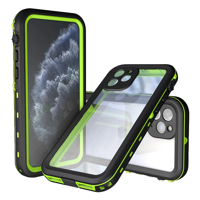 DOT Green SHELLBOX водонепроницаемый чехол для iPhone 11 Pro Max 360 Защита противоударный чехол для плавания и дайвинга чехол для телефона подводный чехол - Цвет: DOT Green