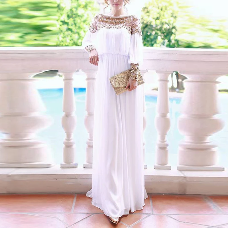 Женское мусульманское платье кафтан с блестками и абайя Турецкая Арабская