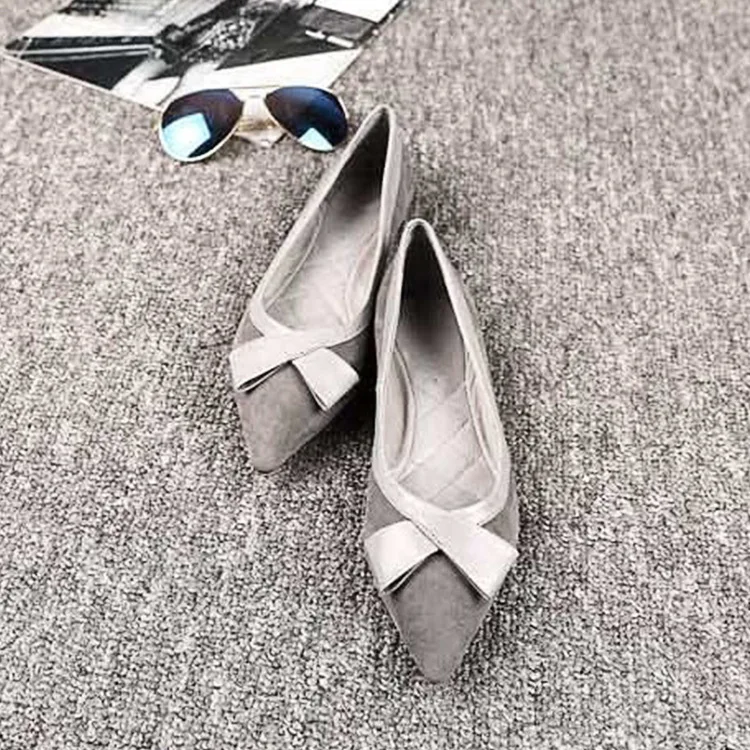 

2018 Ozhouzhan Spring And Autumn New Style Pointed-Toe Flat Keel Thin Shoes Fashion Bow Boat Shoes Flat Heel Low-Cut Side Scoop