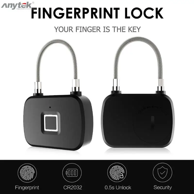 Anytek L13 Умный Замок с защитой от кражи, замок для двери, замок для чемодана, анти-разбивание, длительное время работы в режиме ожидания, запись десяти отпечатков пальцев