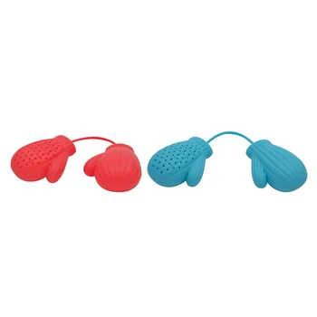 

Tea Strainer Gloves Shape Filter Infuser Silicone Spice Loose Leaf Mesh Xmas
