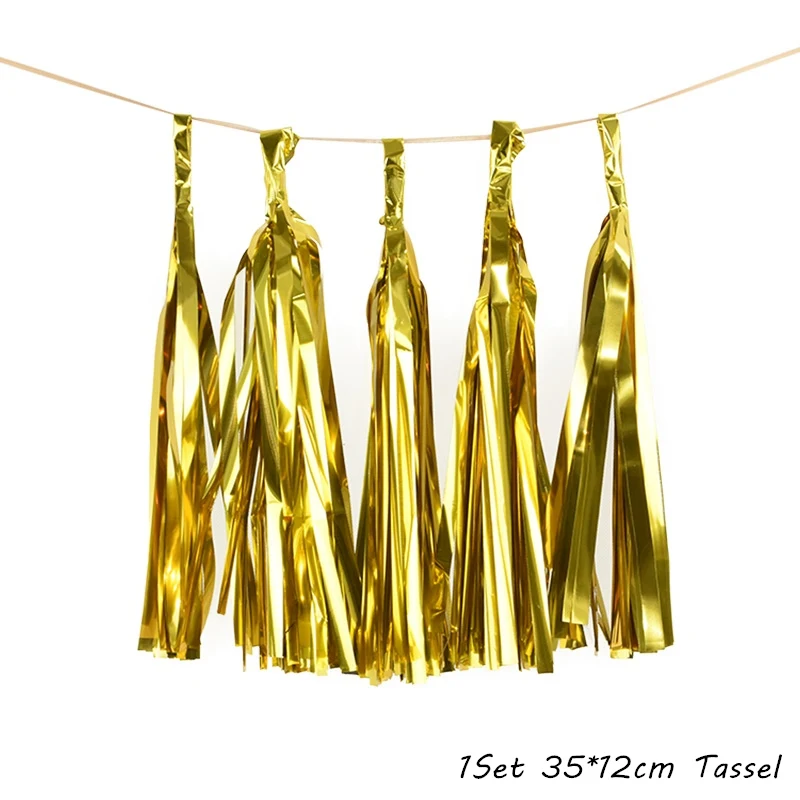 Счастливый год украшения Фольга Happy год шар черный баннер Photo Booth рамки реквизит веселого Рождества декор с утолщённой меховой опушкой - Color: LT06-gold tassel