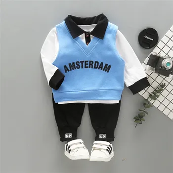 

Autumn Winter Fleece Baby Clothes Set Cartoon Hooded Vest+SHIRTS+Pants Girl Boys 3PCS/Set Kids Winter Outfits 1 2 3 4 YEARS