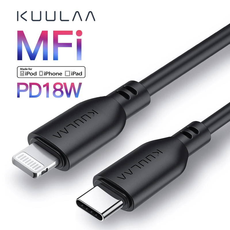 KUULAA MFi USB C to Lightning Cable For iPhone 11 Pro Max X XS 8 XR 18W PD Fast Charging USB Type C Cable For Macbook USB-C Cord