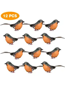 

12Pcs Christmas Decoration Christmas Tree Pendant Accessories Birdie Simulation Robin Bird Garden Tree Decoration