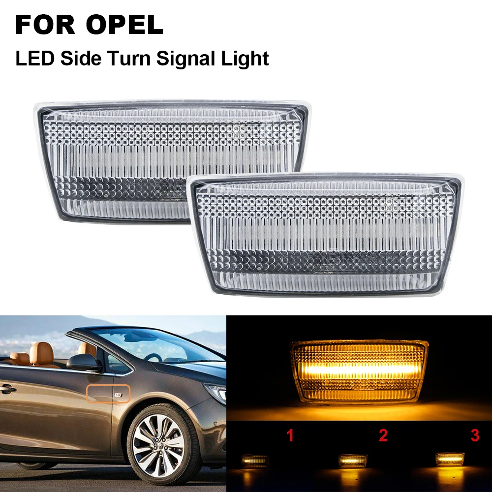 

2Pcs Car Dynamic sequential LED Side Marker Turn Signal Indicator Lights For OPEL Adam Astra H J Corsa Meriva Zafira Chevrolet