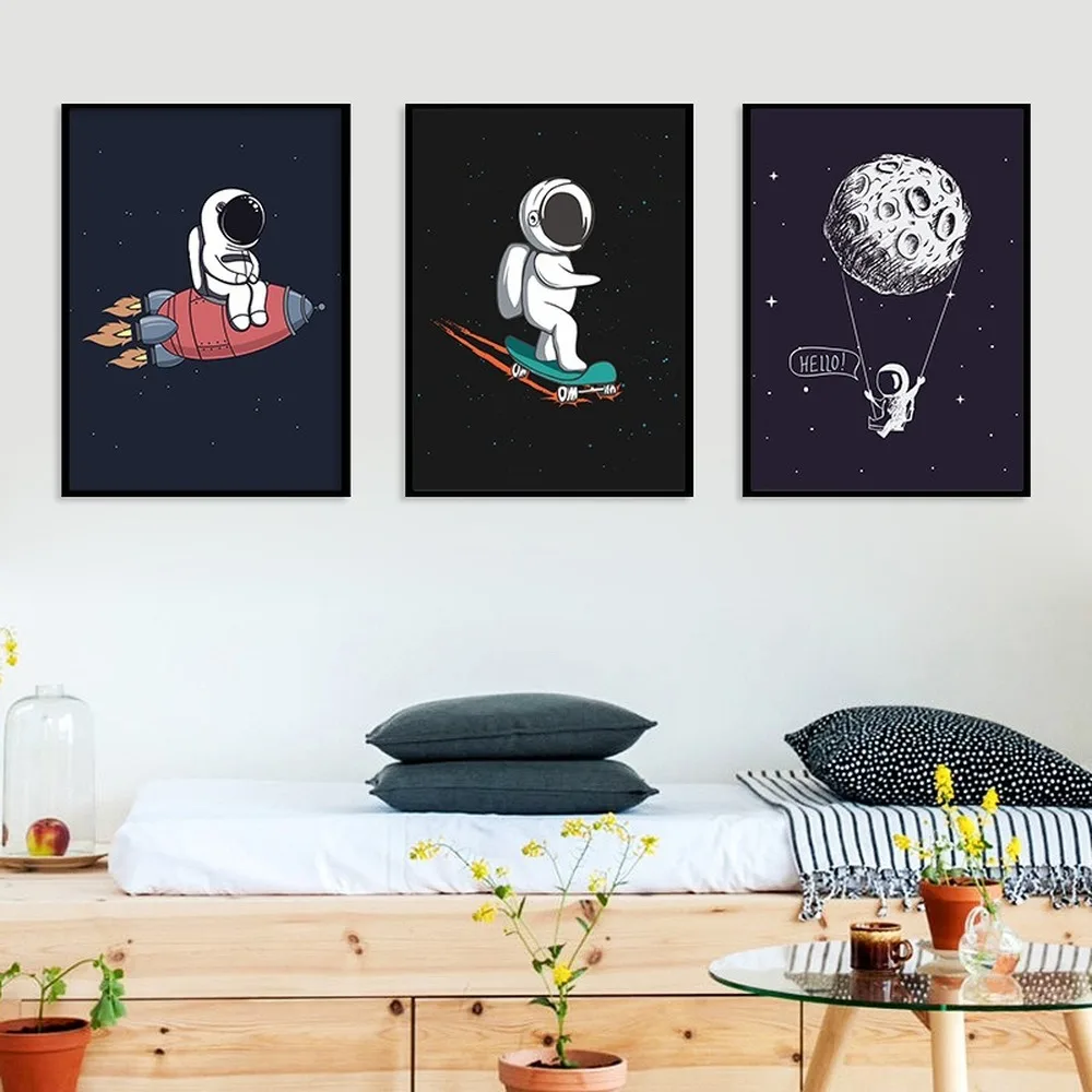 Мультфильм астронавт Классический плакат на Луне психоделическая Космическая