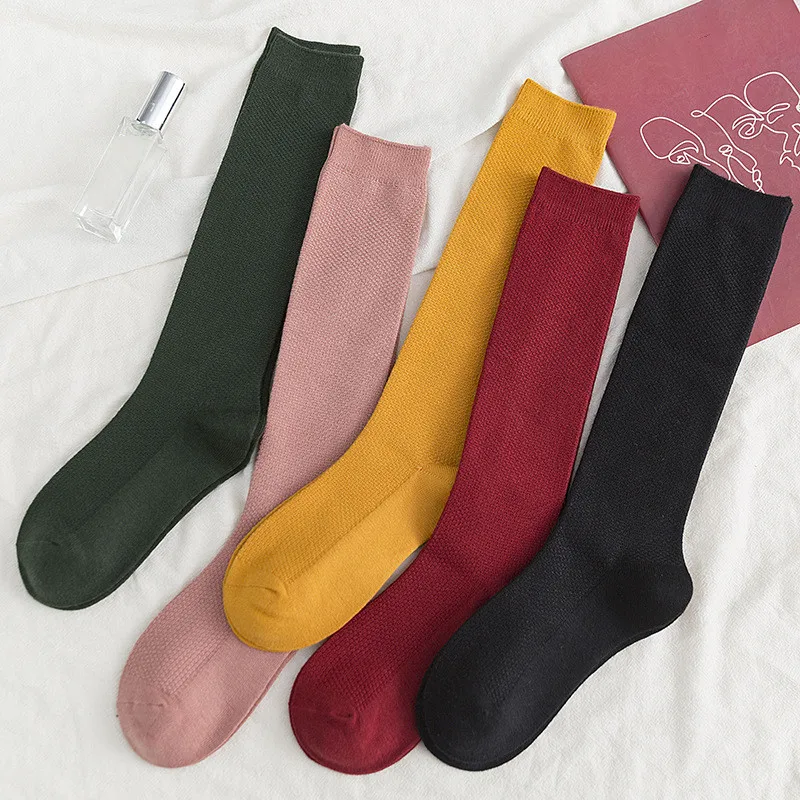 Jeseca New Solid Color Women Stockings Autumn Winter Thick Warm Cashmere Stocking Japanese Kawaii Girls Cute Lower Knee Leg Sox