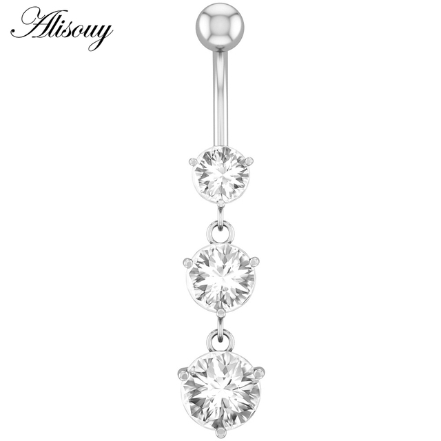 1pc Flower Heart Dangled Belly Navel Piercing Button Ring 14G Stainless Steel CZ Crystal Opal Ombligo Woman Body Jewelry