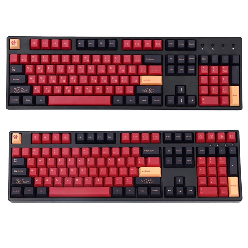 129 Keys PBT Keycap Set Dye-Subbed Cherry Profile Red Samurai Personalized ISO for MX Switch TKL87 108 | Компьютеры и офис