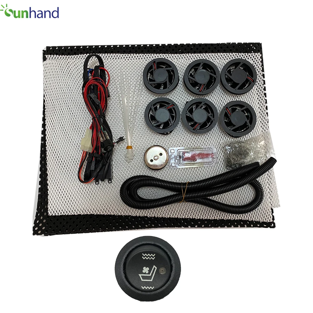 

Car seat cover cooling car seat ventilation system with 6 fans/seat, Universal Round Switch (Black fans)