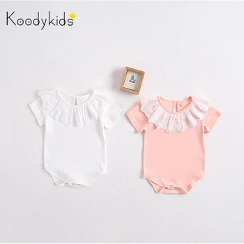 

Koodykids Baby Girl Summer Cotton Bodysuits Lace Collar Baby Cotton Rompers Girl Boy Jumpersuit Clothes Romper