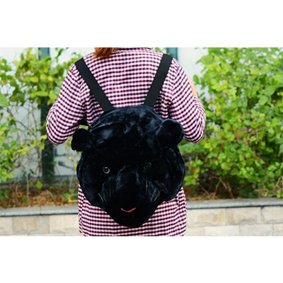 Модный плюшевый рюкзак с 3D головой тигра и Льва, рюкзак с пандой, персональный Унисекс Рюкзак для пары животных, забавная Студенческая дорожная сумка - Цвет: black panther