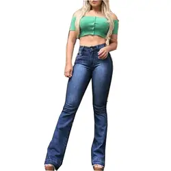Женская мода Средняя Талия размера плюс свободные потертые карманы молния Тонкий кисточкой расклешенные брюки рваные джинсы для женщин