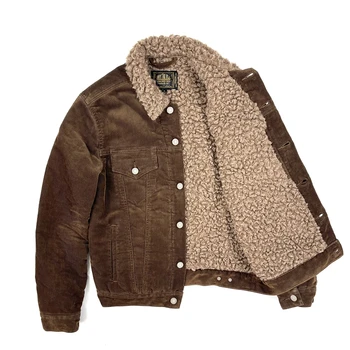 21W33  RockCanRoll US Big European Size Washed Hand-Made Vintage Super Heavy Corduroy Wool Lining Casual Stylish Jacket 1