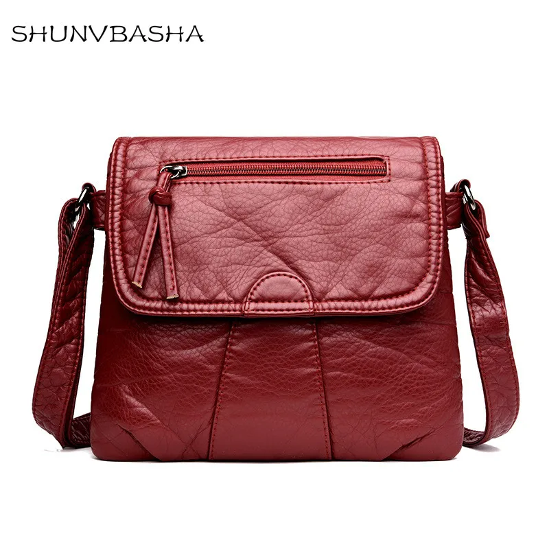 

SHUNVBASHA New Small Women Messenger Bag Soft Wash PU Leather Women Messenger Bag Fashion Women Handbag Wallet