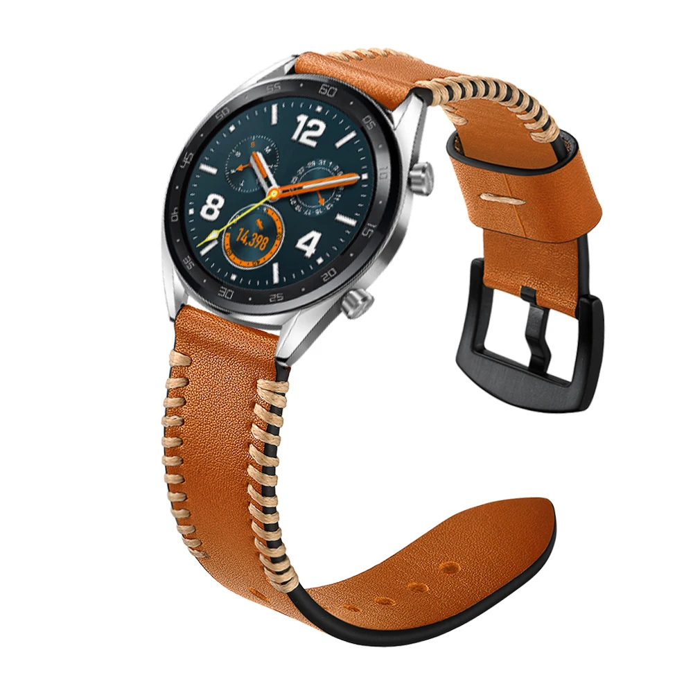 brown Кожаный ремешок для samsung gear S3 Frontier Galaxy watch 46 мм huawei watch GT band 22 мм Watch band Honor Magic Watch Bracelet - Цвет ремешка: brown