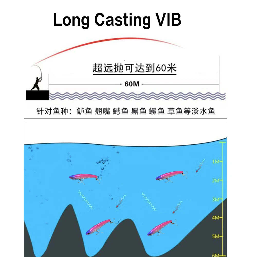 Bassland bending Knife Tremble Fishing VIB Lure 80mm 17g Long Casting Bait Siinking Artificial Swimbait With Japan Hook