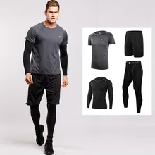 Мужские комплекты для бега, Компрессионные спортивные костюмы для бега, для спортзала, фитнеса, спортивная одежда, костюм, тренировочные колготки, спортивная одежда для мужчин, сухая посадка