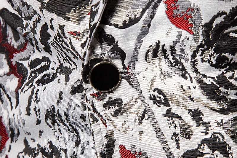Мужской Стильный Блейзер черного и красного цвета с принтом розы, приталенный Повседневный Блейзер на одной пуговице, мужские вечерние блейзеры на свадьбу и выпускной, Мужской Блейзер, 2XL