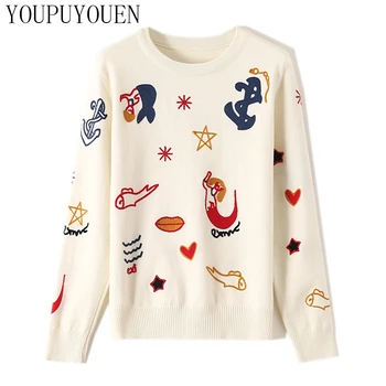 

New Mermaid Embroidery Cute Sweater Long Sleeve Pullover Tops Autumn Winter Womens Knit Sweaters Jumper Female Knitted Christmas