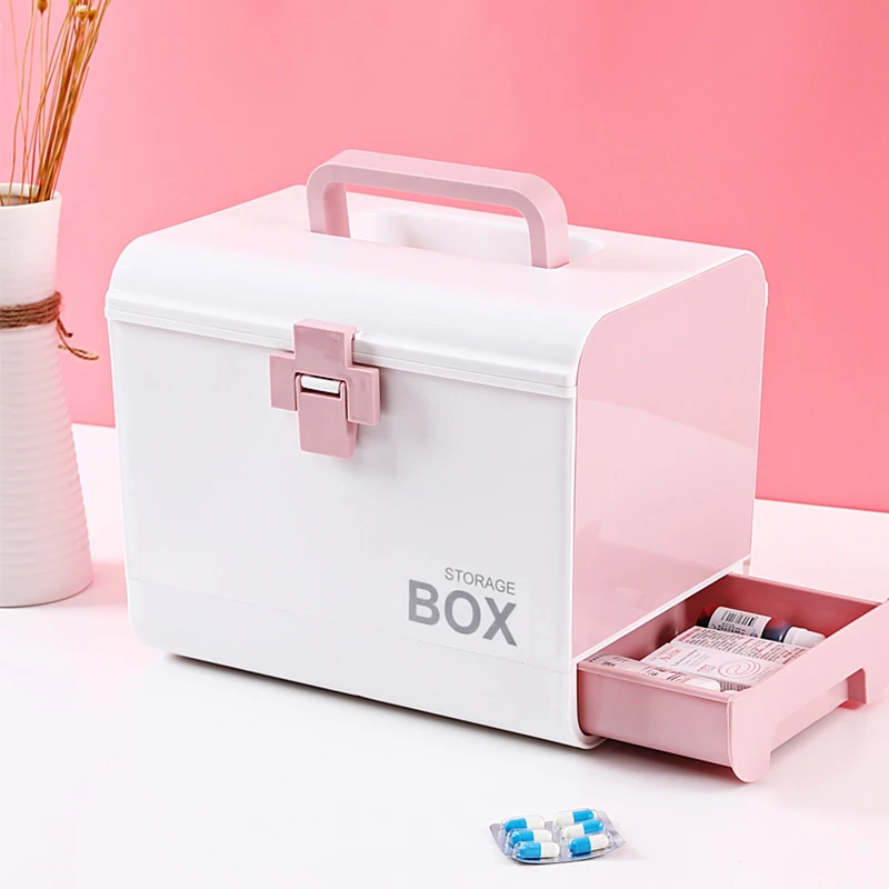 

Multi-layer Storage Organizer Medicine Cabinet Portable Medical Kits PP Plastic Drawer Drug Storage Box Home First-aid Tools Bin