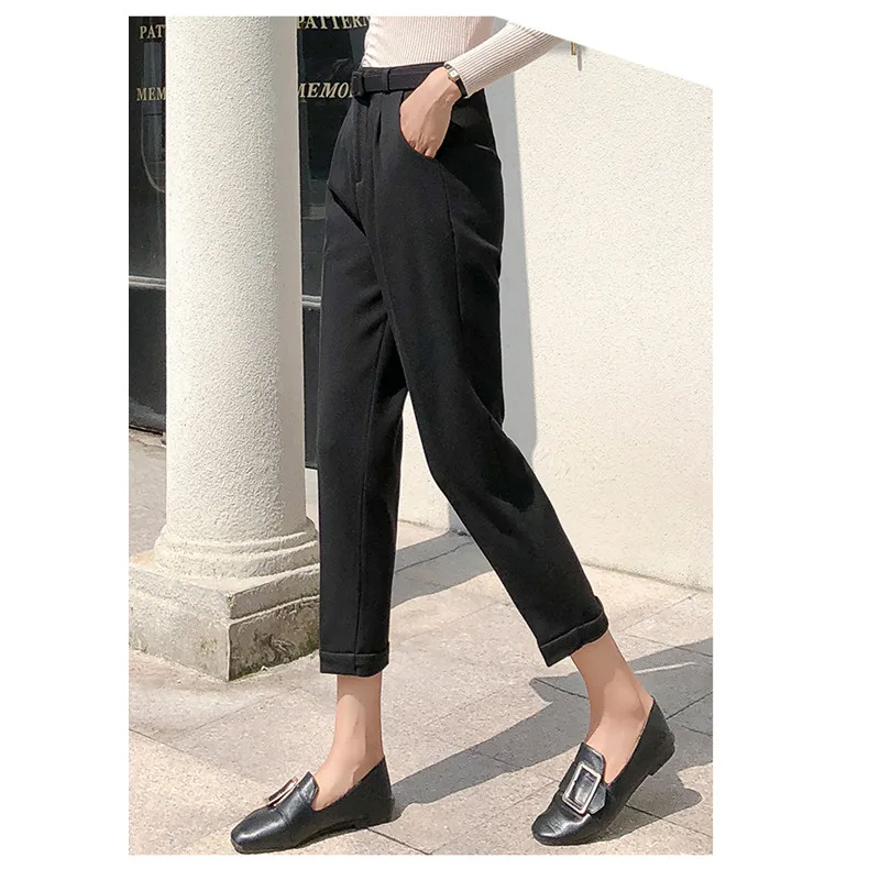 

JUJULAND Winter Thicken Women Pencil Pants Plus Size Wool Pants Female Autumn High Waist Loose Trousers Capris Good Fabric 9011