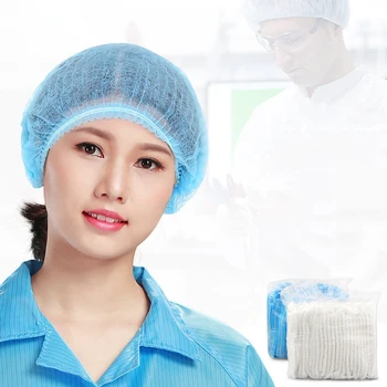 

100PCS 2 Color Disposable Non-woven Cap Thick Non-woven Dust-proof Strip Hat Cap Hood Beauty Salon Cap Protection Cap Anti-viru