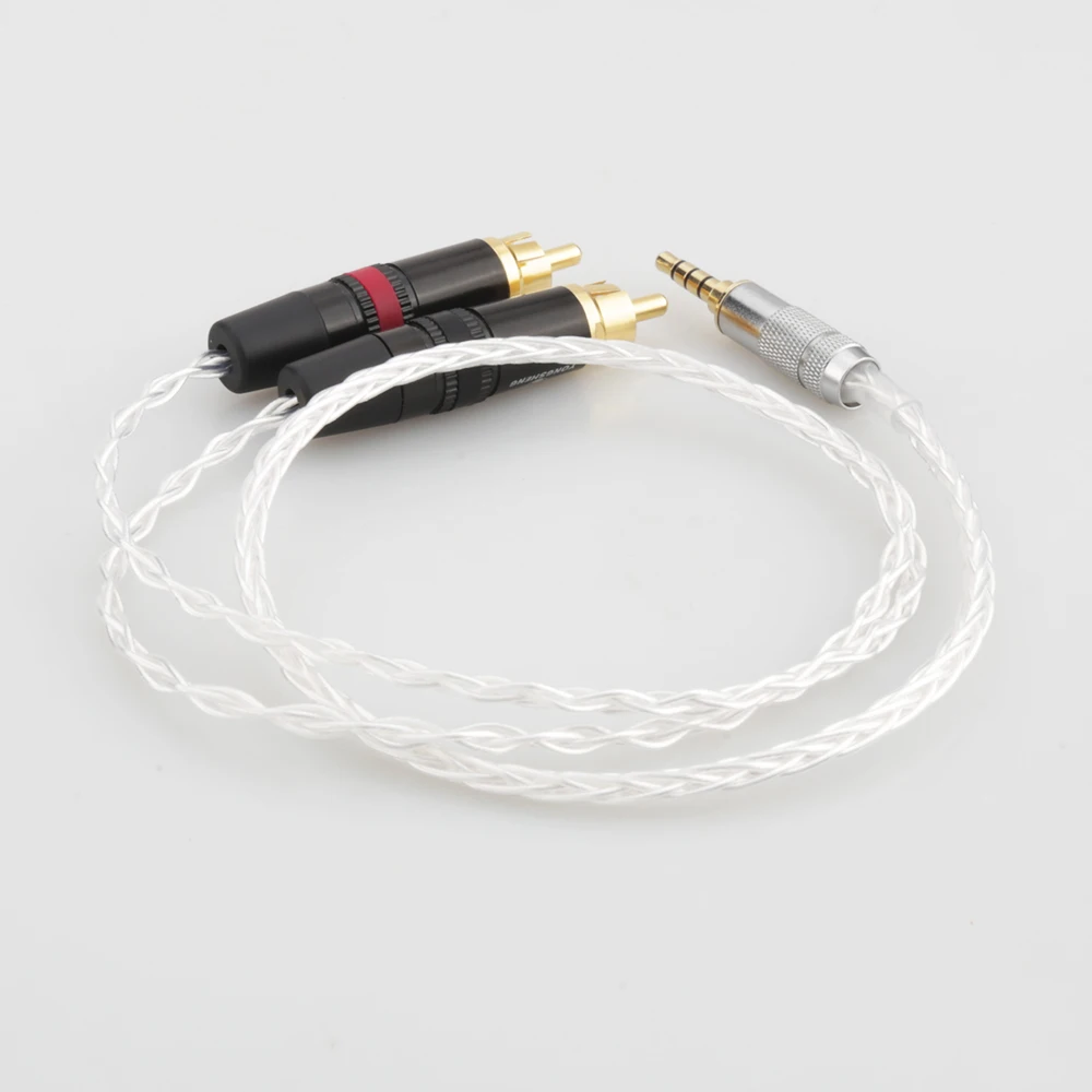 Audiocrast Hi end 3 5mm Balanced Male to RCA Plug Aux Cable 19x 0 1mm Silver Wire Headphone Amp