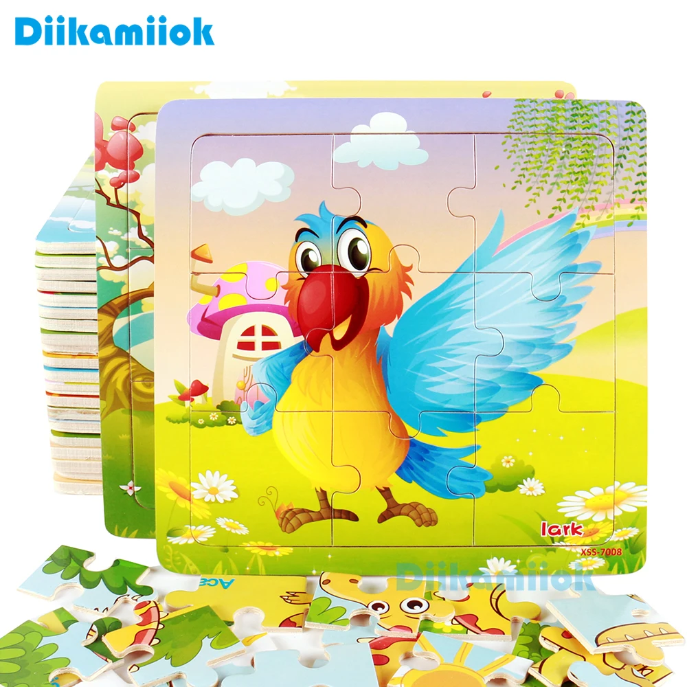 

New Birdie Series Wooden Puzzle Toy Baby Cartoon Small Jigsaw Puzzles Kids Educational and Learning Toys for Children Boys Gift