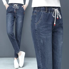 Зимние женские джинсы с высокой талией, плотные теплые Стрейчевые Женские Простые черные штаны размера плюс, популярные свободные женские брюки