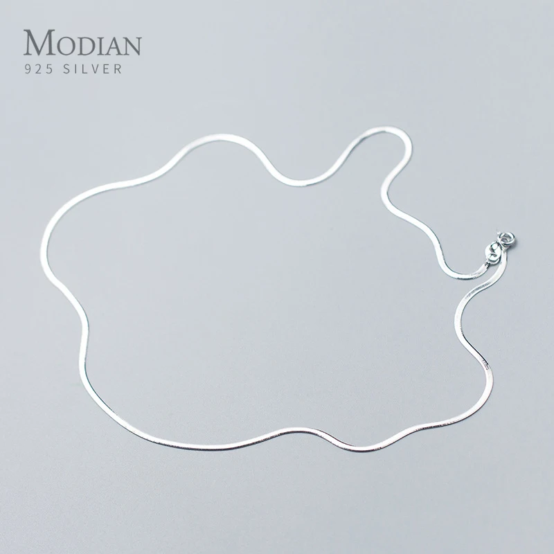 Цепочка Modian из серебра 925 пробы женская модное простое ожерелье со змеиным