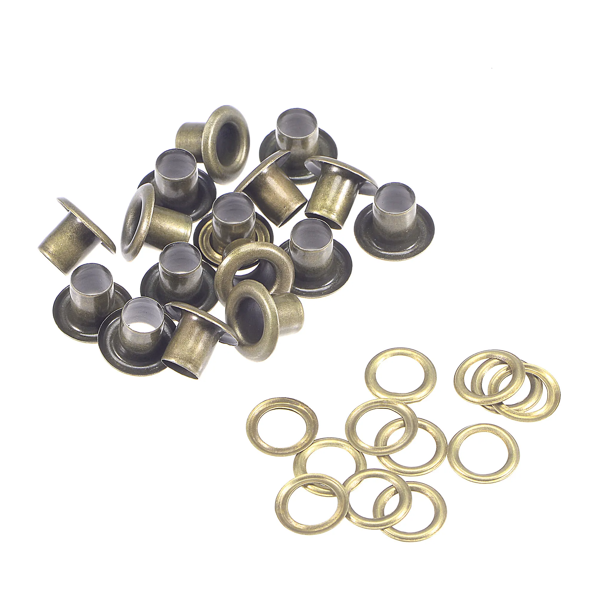 200Set Eyelets Washers 10 x 5 x 7mm Alloy Through Hole Hollow Rivets Grommets Bronze Tone