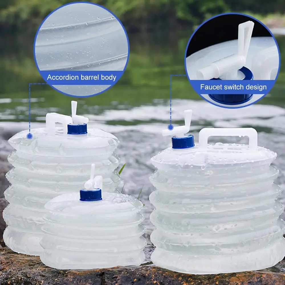 

5L 10L 15L Outdoor Camping Foldable Water Container Bucket Collapsible Water Bag Tap Portable PE Food Grade Water Bag