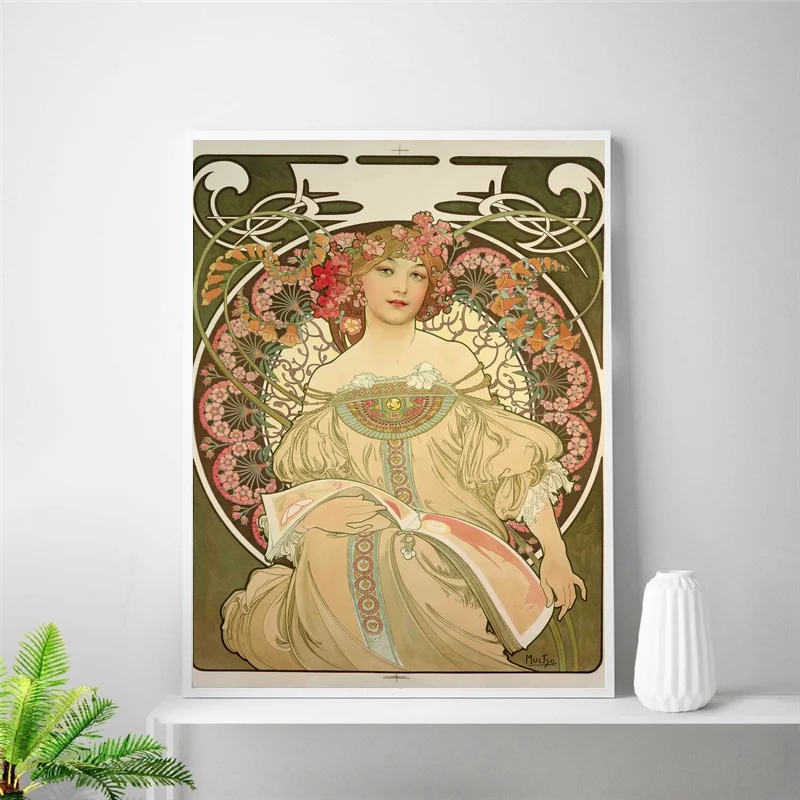 Alphonse(Alfons) Mucha плакат художественный шелковый декоративный комнатный плакат(без рамки - Цвет: 1