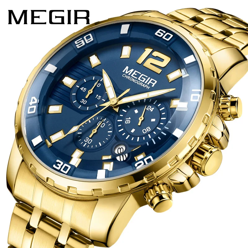 

Megir High Quality Stainless Steel Men Watches Luxury Brand Waterproof Wristwatch For Men Calendar Men Watch Quartz Dropshipping