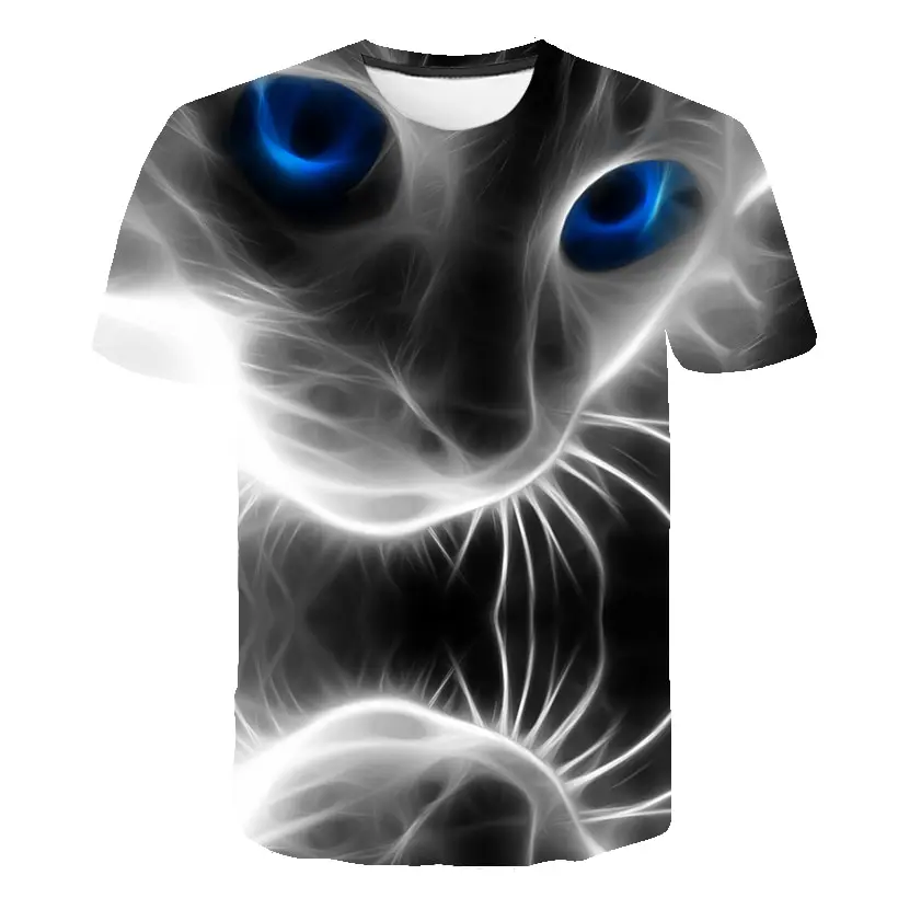 Fashion New Kids T-shirt Animal 3D Printing Clothes Big Face Cat Boy Girl Tops 2020 Summer Clothing Short Sleeve | Мать и ребенок