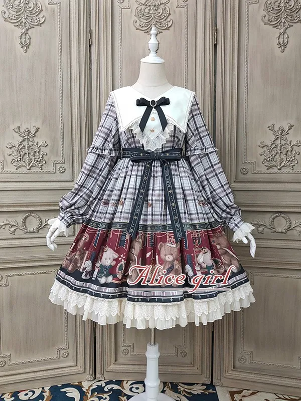 Милое Тедди~ винтажное вечернее платье Лолита с длинным рукавом от Alice Girl~ предзаказ
