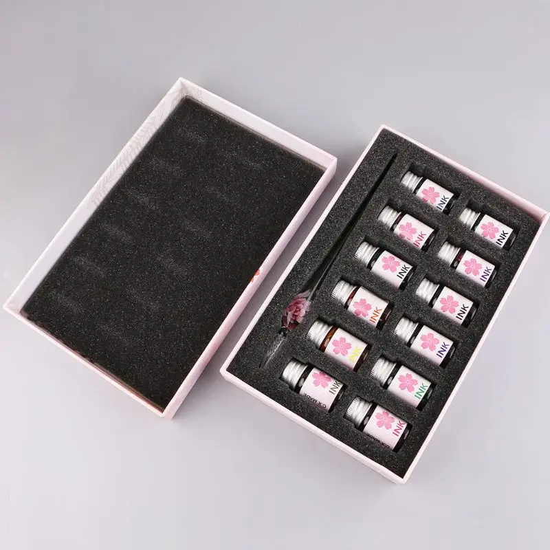 Creative Star Dip Pen Crystal Glass Pen with Water and Ink Pen Student Starry Gradient Color Hand-painted Pen Ink Set Gift