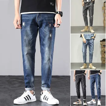 

men's Korean version, slim fit, little feet, all kinds of holes, spring and summer 2020, Jiufen brand casual pants
