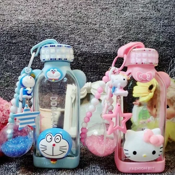 

Anti-wrestling Square Water Bottle Glass Jingle Cat Flat Water Cup 350ml Cartoon Crystal Hello Kitty Diamond Water Bottle Kids