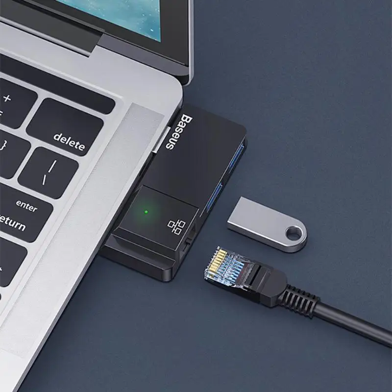 Baseus USB 3,0 мульти-функциональный хаб 3 в 1 взаимный обмен данными между компьютером и периферийными устройствами с 2 портами(стандарт 3,0+ RJ45 концентратор USB LAN переходник для Surface Pro для всей поверхности RT серии