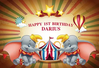 

Circus Carnival Tent Party Happy 1st Birthday Photo Backdrop Photographic Vinyl Cloth Balloon Background fondos para fotos