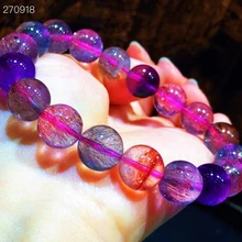 

Genuine Natural Lepidocrocite Quartz Super 7 Rutilated Quartz Bracelet 11.5mm Woman Men Clear Round Beads AAAAAA
