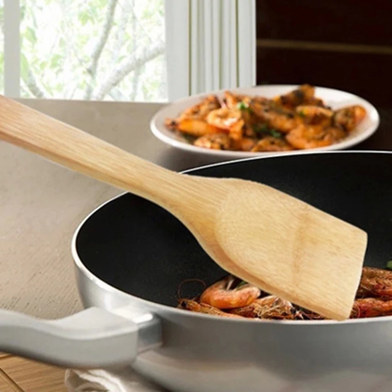 30cm Kitchen Wooden Spatula Heat Resistant Shovel Cooking Spoon Pan Rice Spoon Kitchenware Non-Stick Pan Bamboo Rice Shovel wooden cooking spoon
