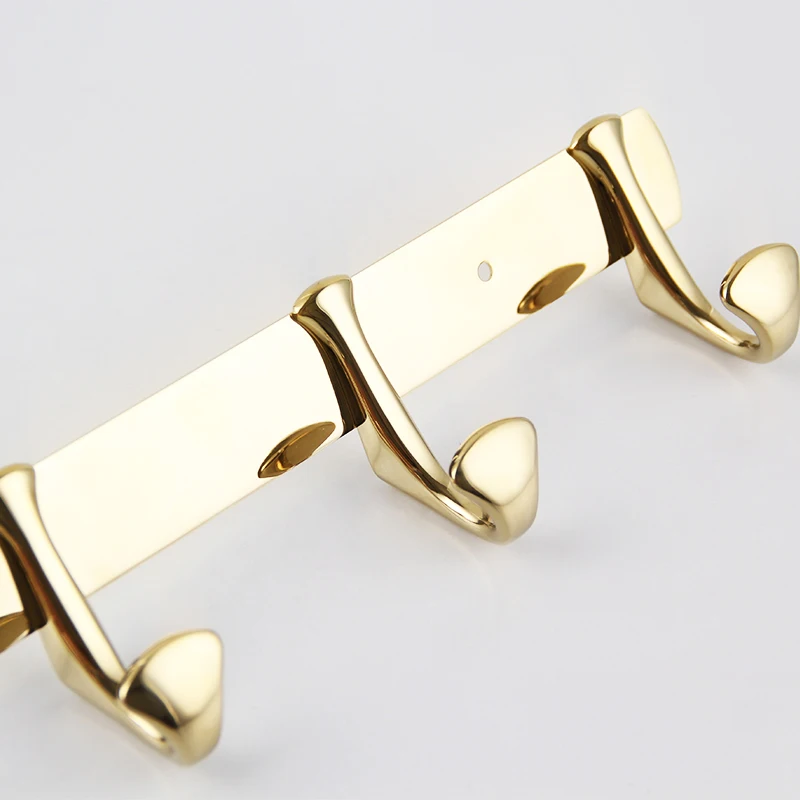 Gold 5 Hooks Wall Hanger Curved Buckle Towel Robe Hooks Bathroom Hook Stainless Wall Mounted Clothes Hanger Coat Hook