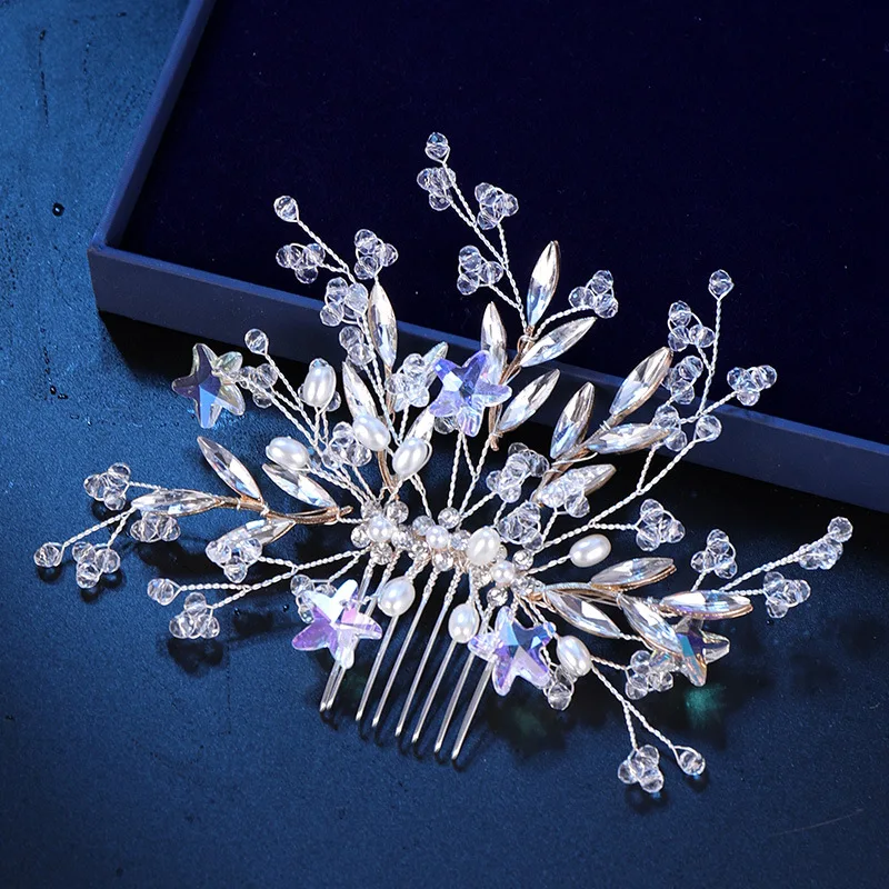Аксессуары для волос, новые популярные европейские и американские аксессуары для волос, ручная работа, кристальная звезда, гребень для волос, гребень для волос для невесты